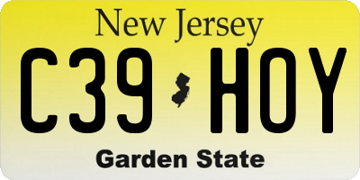 NJ license plate C39HOY
