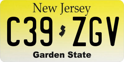 NJ license plate C39ZGV