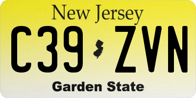 NJ license plate C39ZVN
