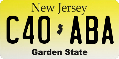 NJ license plate C40ABA
