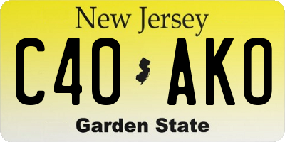 NJ license plate C40AKO