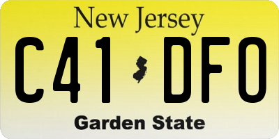 NJ license plate C41DFO