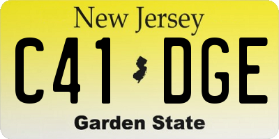 NJ license plate C41DGE