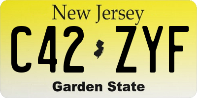 NJ license plate C42ZYF