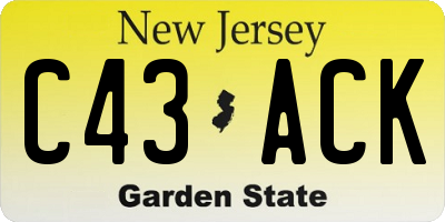 NJ license plate C43ACK