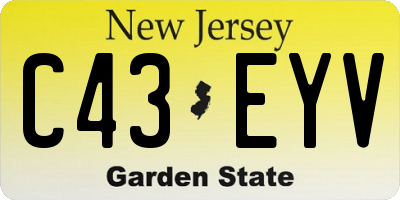NJ license plate C43EYV