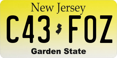 NJ license plate C43FOZ