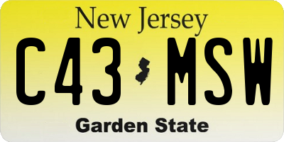 NJ license plate C43MSW
