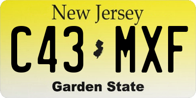 NJ license plate C43MXF