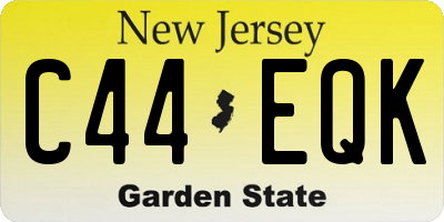 NJ license plate C44EQK