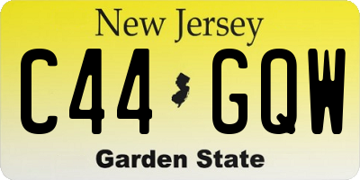 NJ license plate C44GQW