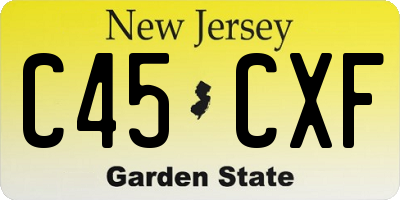 NJ license plate C45CXF