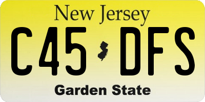 NJ license plate C45DFS