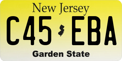 NJ license plate C45EBA