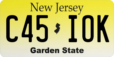 NJ license plate C45IOK