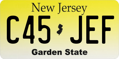 NJ license plate C45JEF