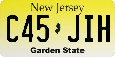 NJ license plate C45JIH