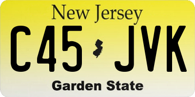 NJ license plate C45JVK