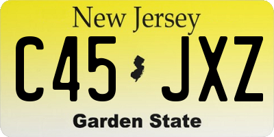 NJ license plate C45JXZ