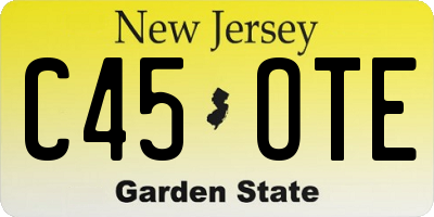 NJ license plate C45OTE