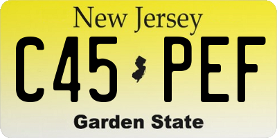 NJ license plate C45PEF