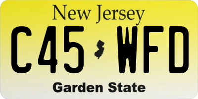 NJ license plate C45WFD