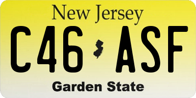 NJ license plate C46ASF
