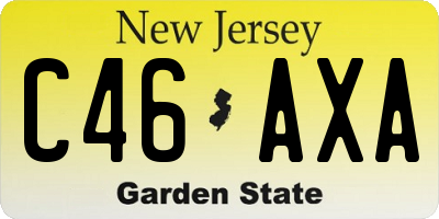 NJ license plate C46AXA