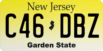 NJ license plate C46DBZ