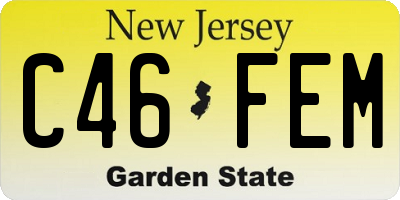 NJ license plate C46FEM