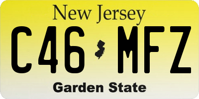 NJ license plate C46MFZ