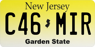 NJ license plate C46MIR