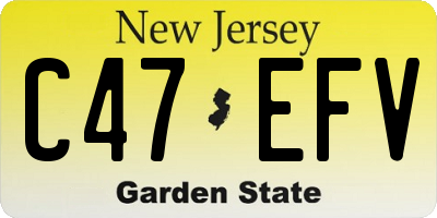 NJ license plate C47EFV