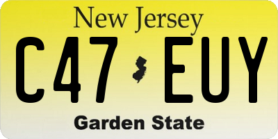 NJ license plate C47EUY