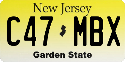 NJ license plate C47MBX