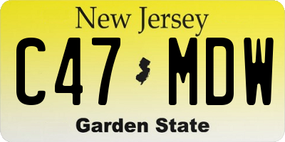 NJ license plate C47MDW