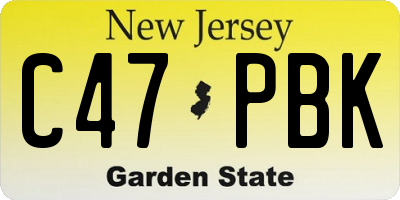 NJ license plate C47PBK
