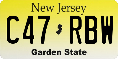 NJ license plate C47RBW