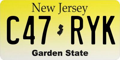 NJ license plate C47RYK