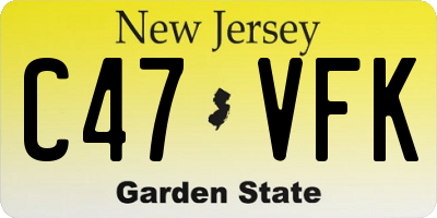 NJ license plate C47VFK
