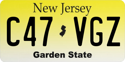 NJ license plate C47VGZ