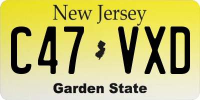 NJ license plate C47VXD