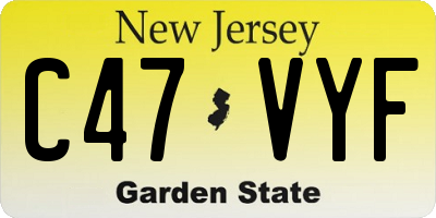 NJ license plate C47VYF