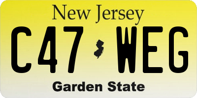 NJ license plate C47WEG