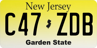 NJ license plate C47ZDB