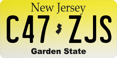 NJ license plate C47ZJS