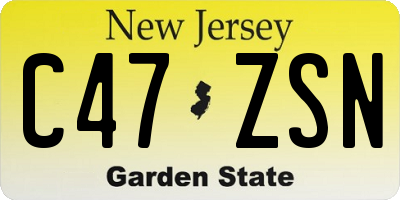 NJ license plate C47ZSN
