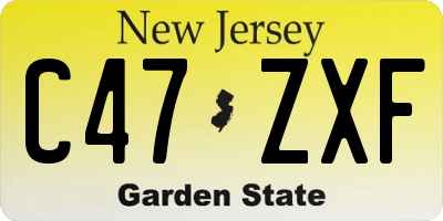 NJ license plate C47ZXF