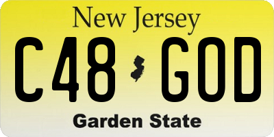 NJ license plate C48GOD