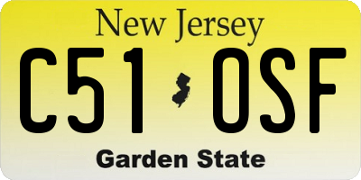 NJ license plate C51OSF